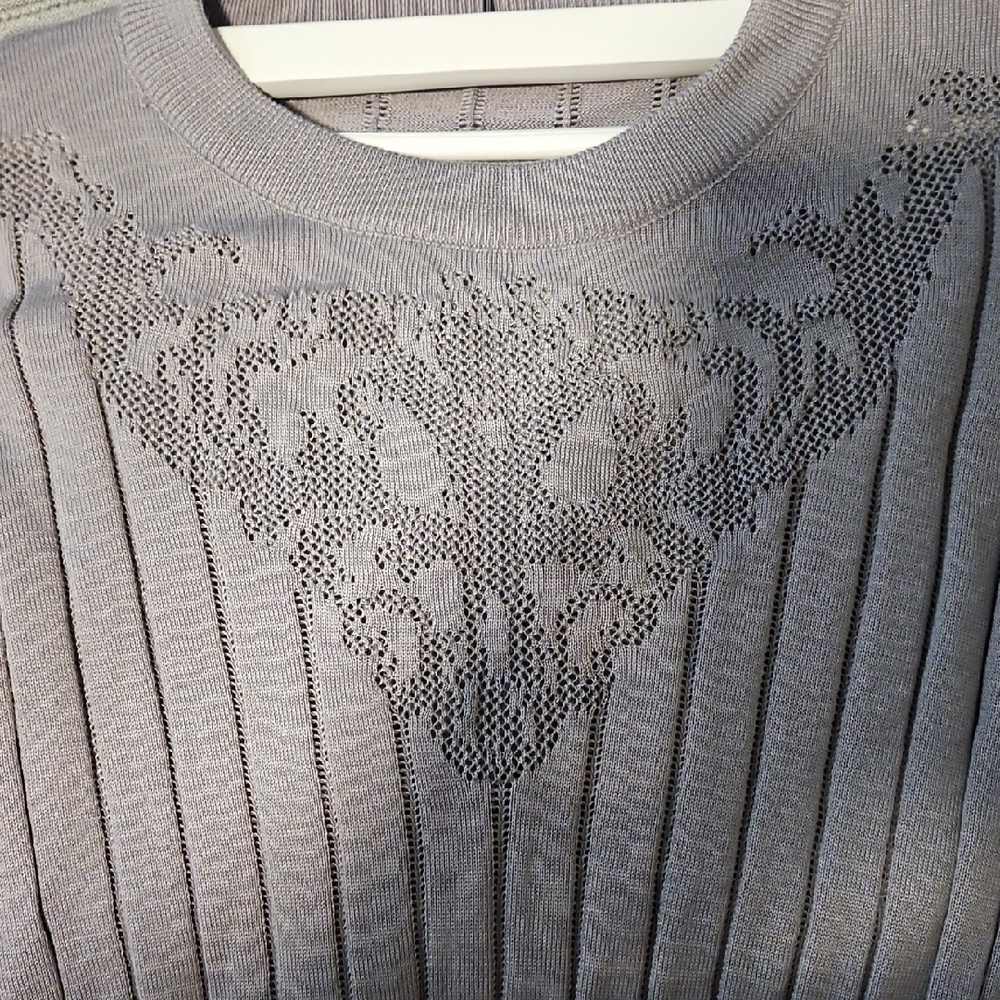 Gray Ribbed Lace Sweater - Picture 2 of 2